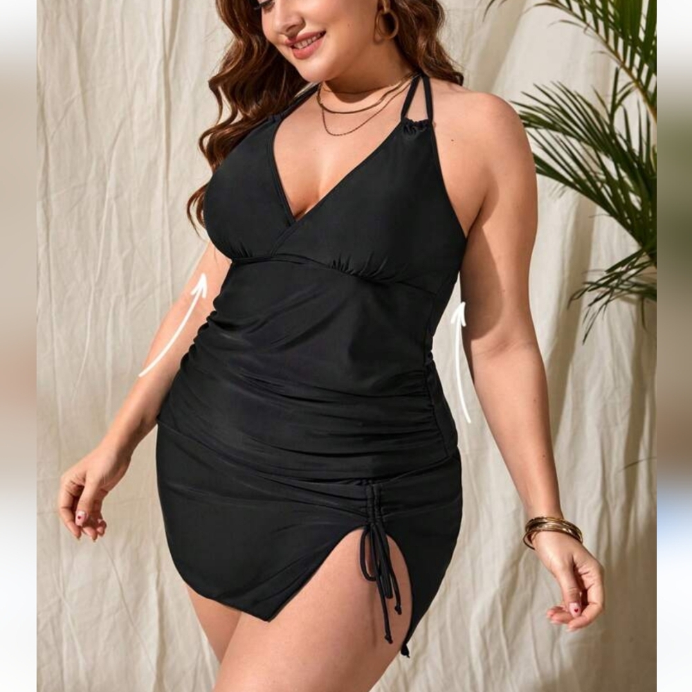 SHEIN Black Swim Dress 2X Summer Swim Vacation T-2406